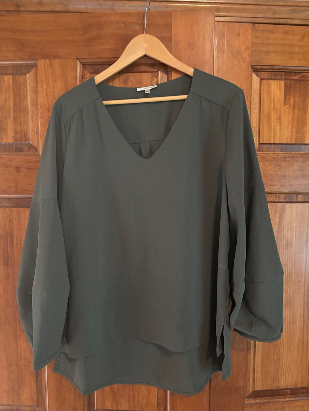JODIFL Olive V-Neck Relaxed Blouse